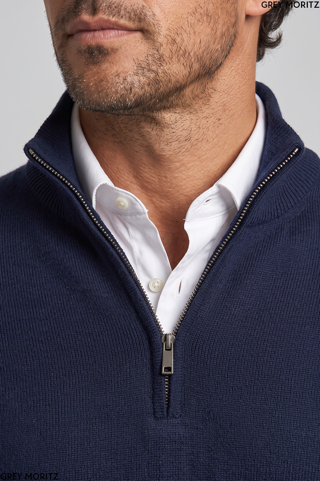 Men’s Quarter Zip Sweater Pullover Casual Long Sleeve Stand Collar Top