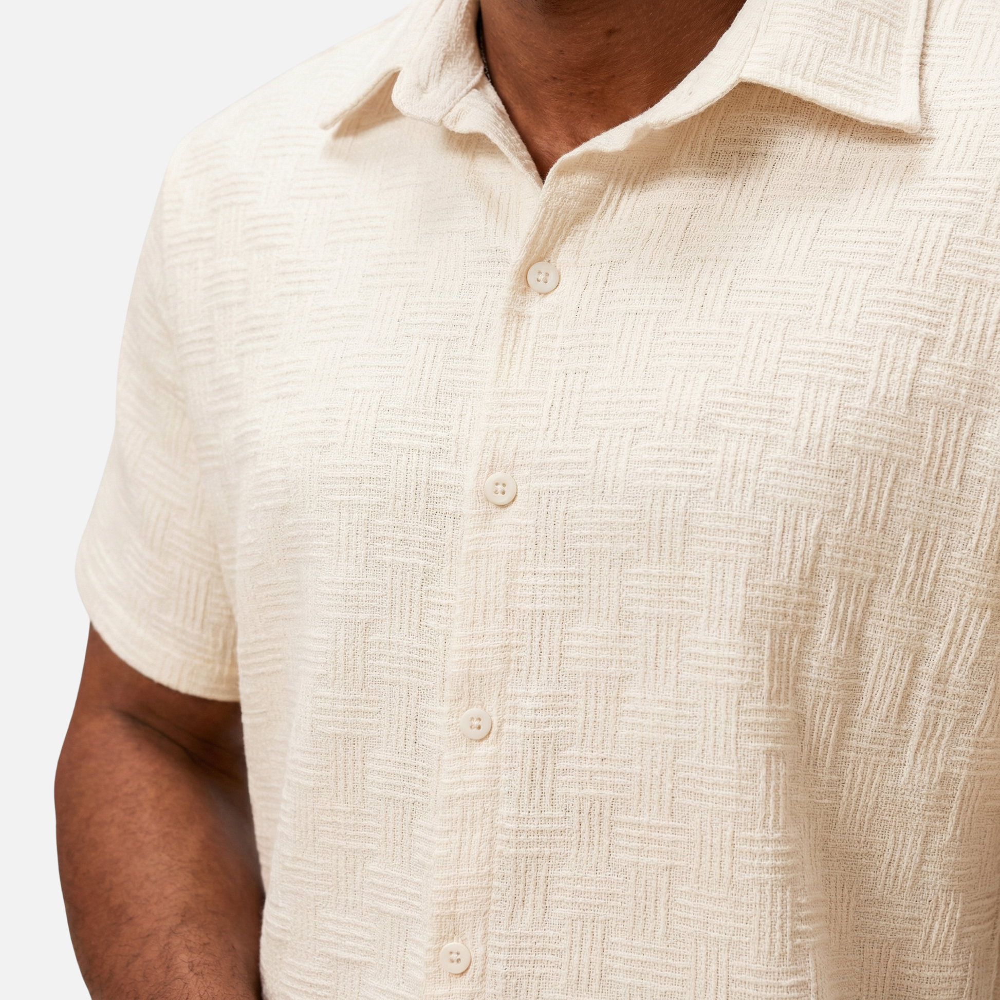Relaxed Fit Shirt and Shorts Set with Button Closure for Men