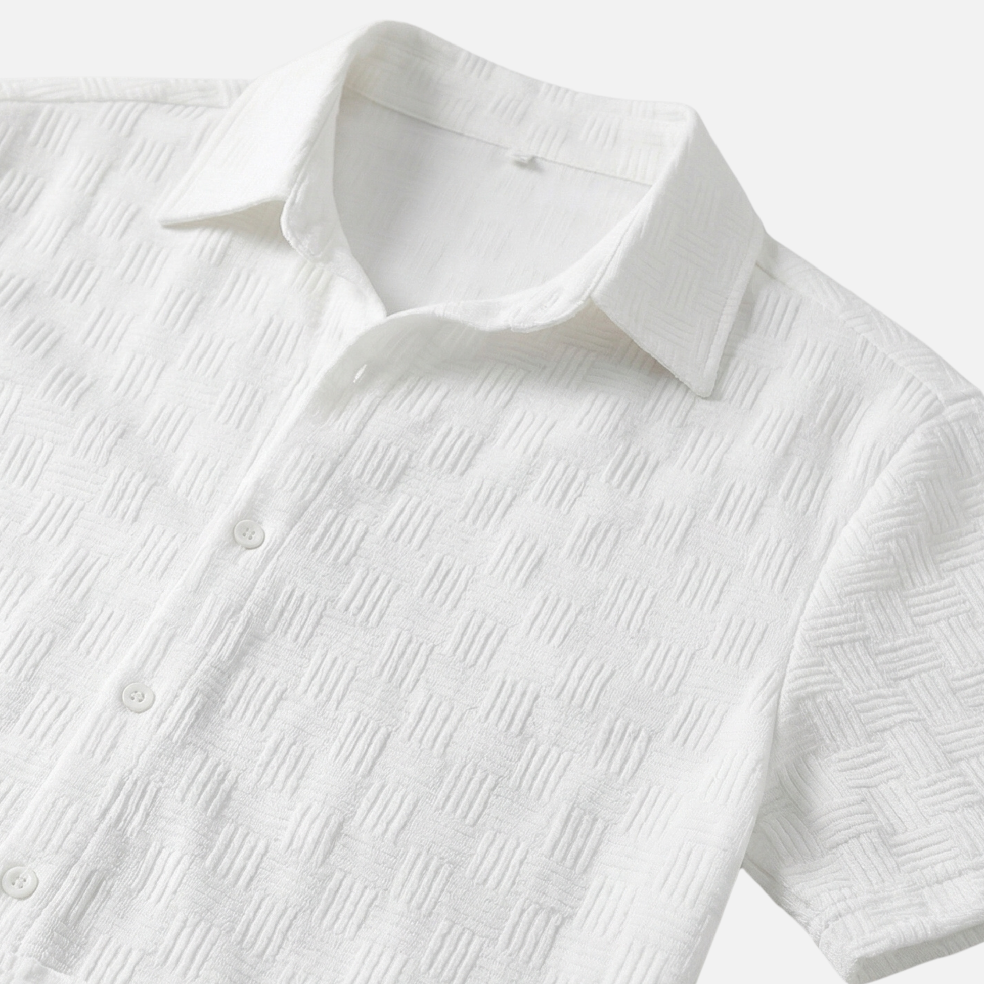 Relaxed Fit Shirt and Shorts Set with Button Closure for Men