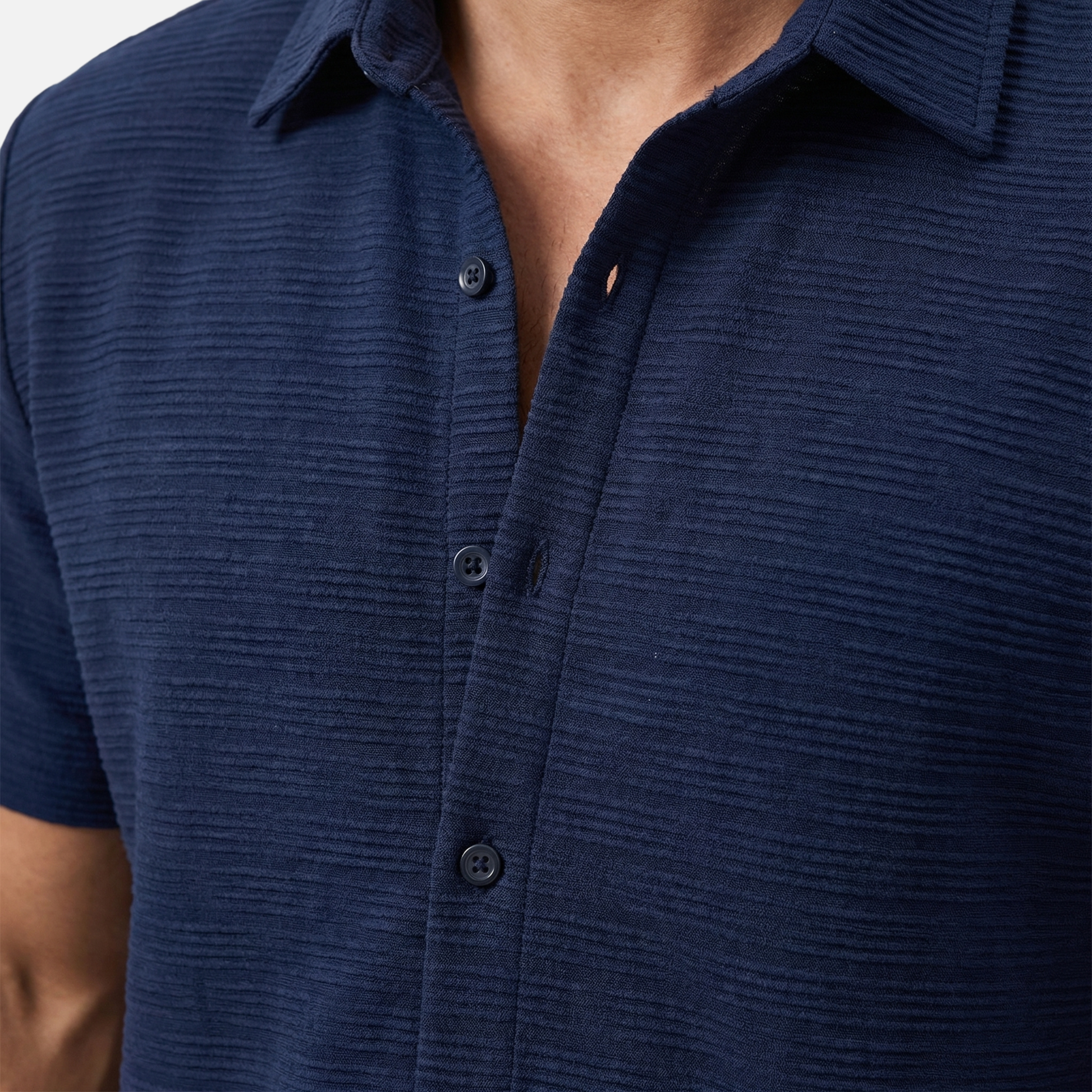 Relaxed Fit Shirt and Shorts Set with Button Closure for Men