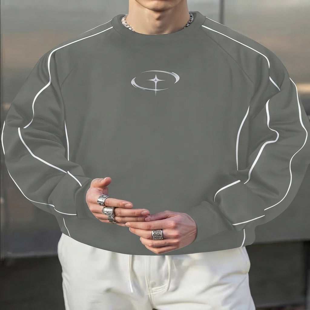 Men’s Crew Neck Sweatshirt Casual Pullover Long Sleeve Top