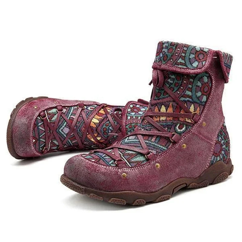 Women’s Ankle Boots Lace Up Casual Walking Shoes