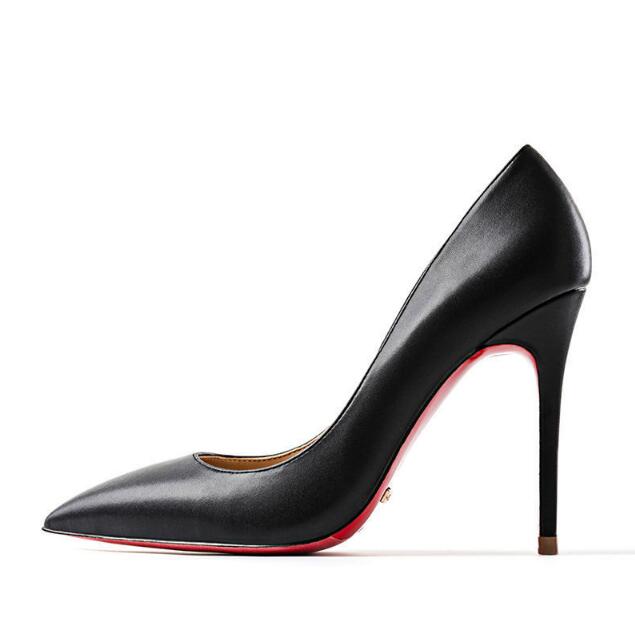 Leather High Heel Red Bottoms Stiletto Pumps Women's 8-12CM