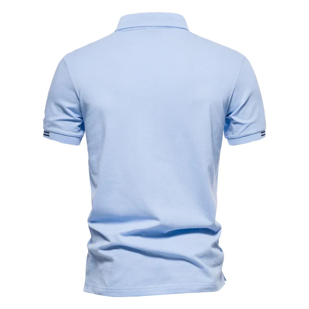 Men's Short-Sleeve Polo Shirt with Stripe Trim