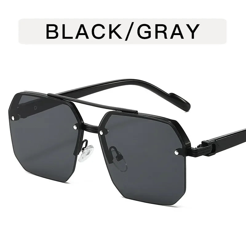Geometric Rimless Sunglasses UV Protection Fashion Driving Eyewear