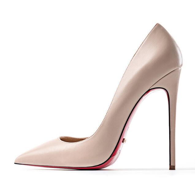 Leather High Heel Red Bottoms Stiletto Pumps Women's 8-12CM