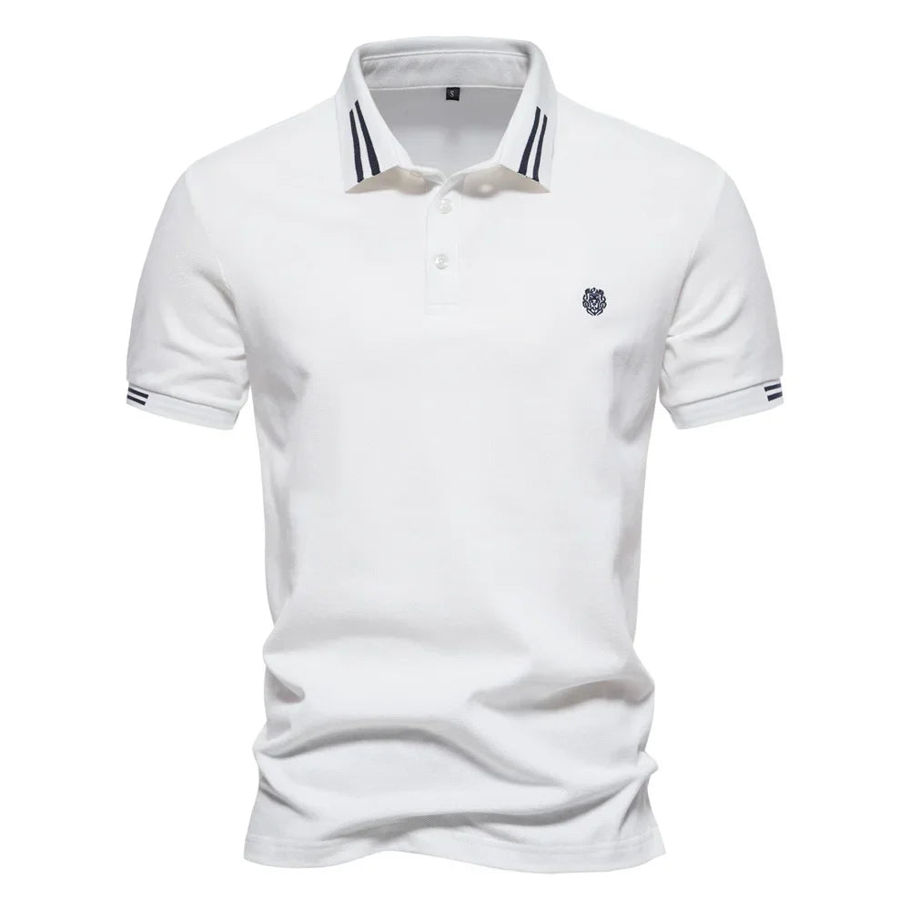 Men's Short-Sleeve Polo Shirt with Stripe Trim