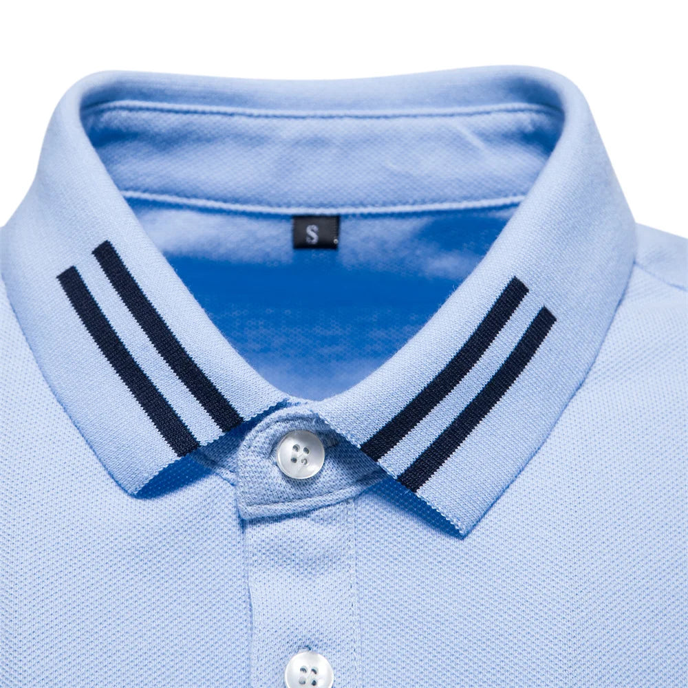 Men's Short-Sleeve Polo Shirt with Stripe Trim