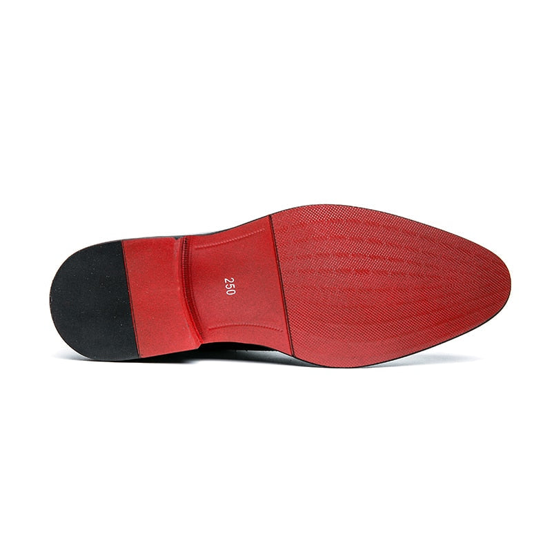 Red Bottoms Sole Leather Oxford Dress Shoes For Men
