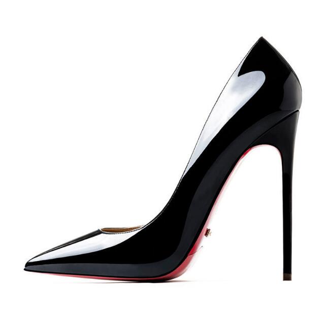 Leather High Heel Red Bottoms Stiletto Pumps Women's 8-12CM