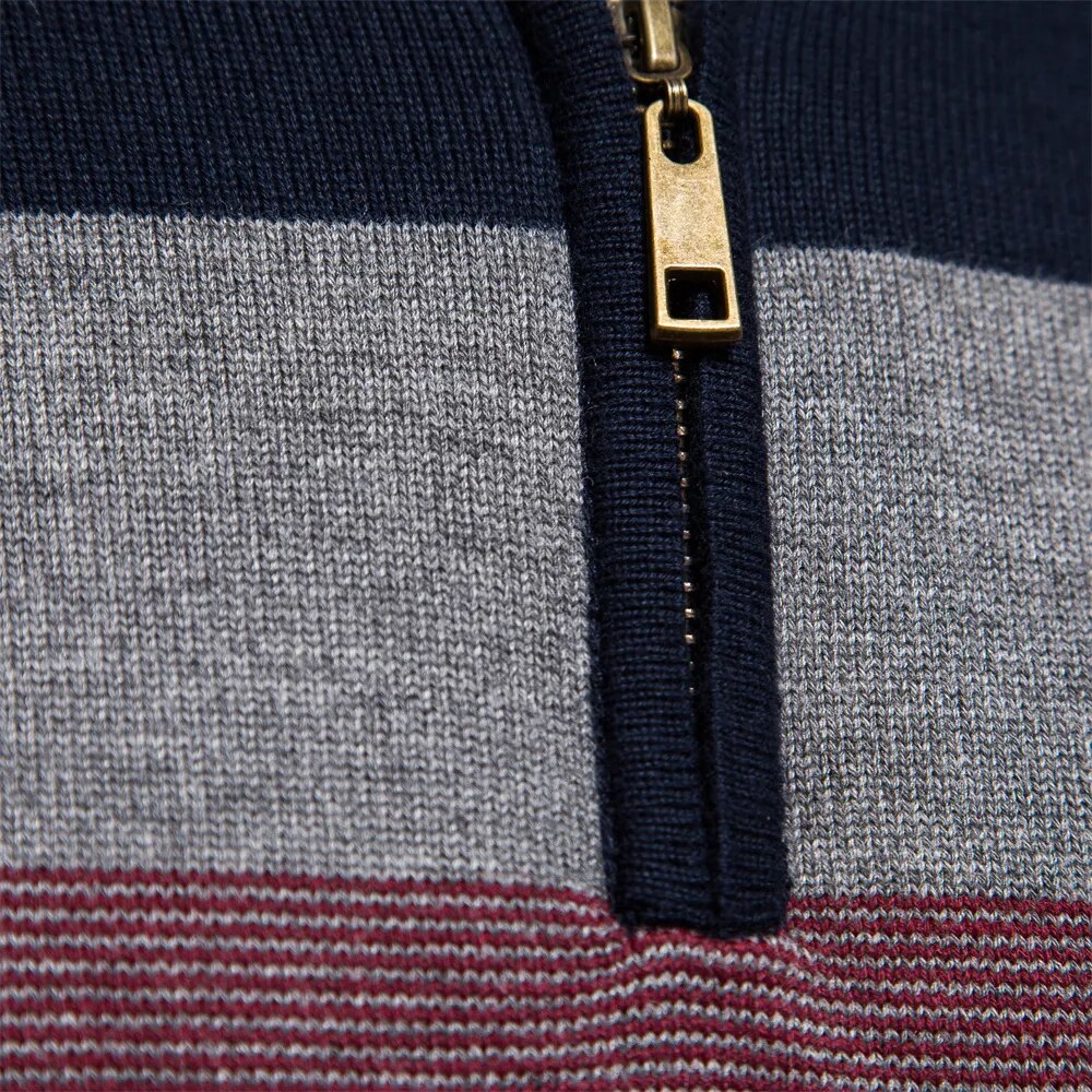 Men’s Quarter-Zip Sweater – Classic Knitted Sweater with Zipper Collar - Solorfit