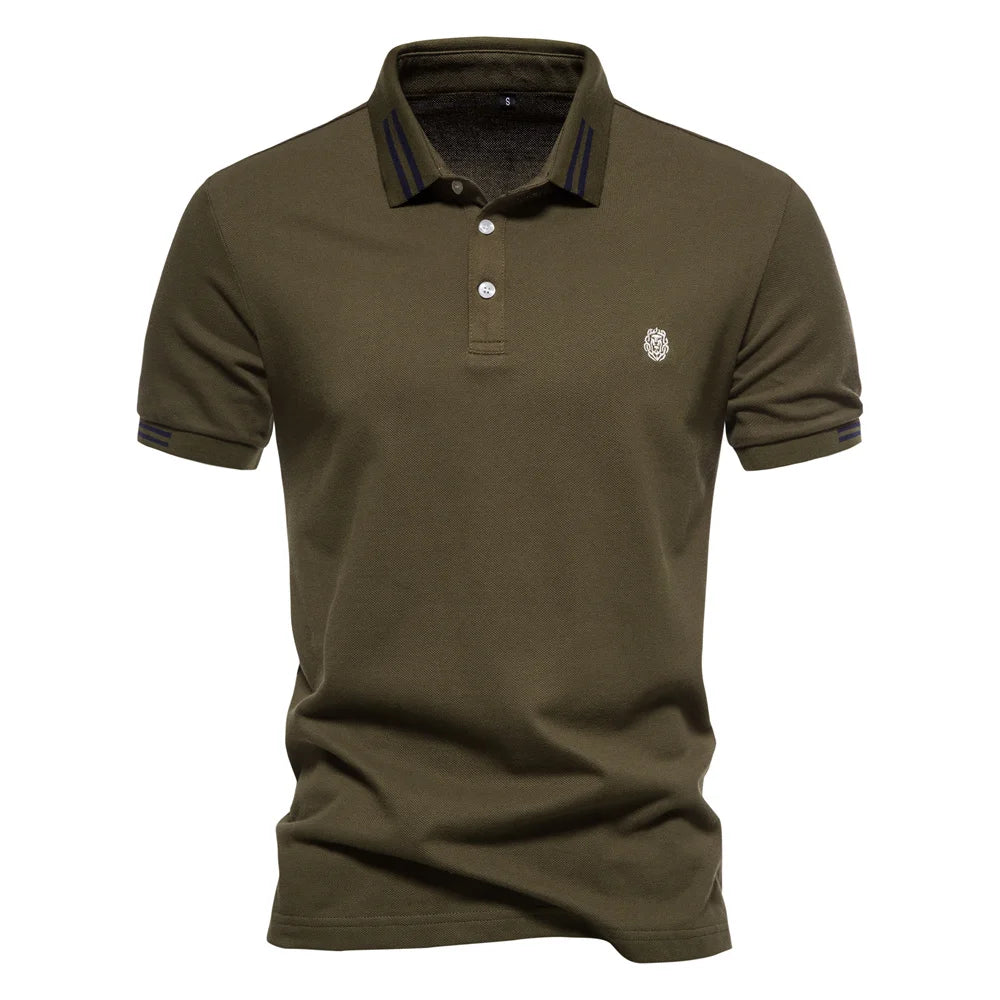 Men's Short-Sleeve Polo Shirt with Stripe Trim