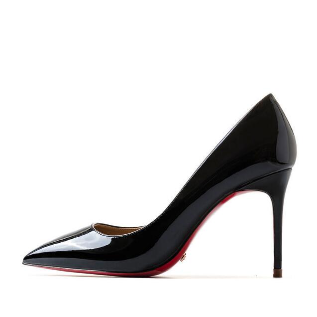 Leather High Heel Red Bottoms Stiletto Pumps Women's 8-12CM