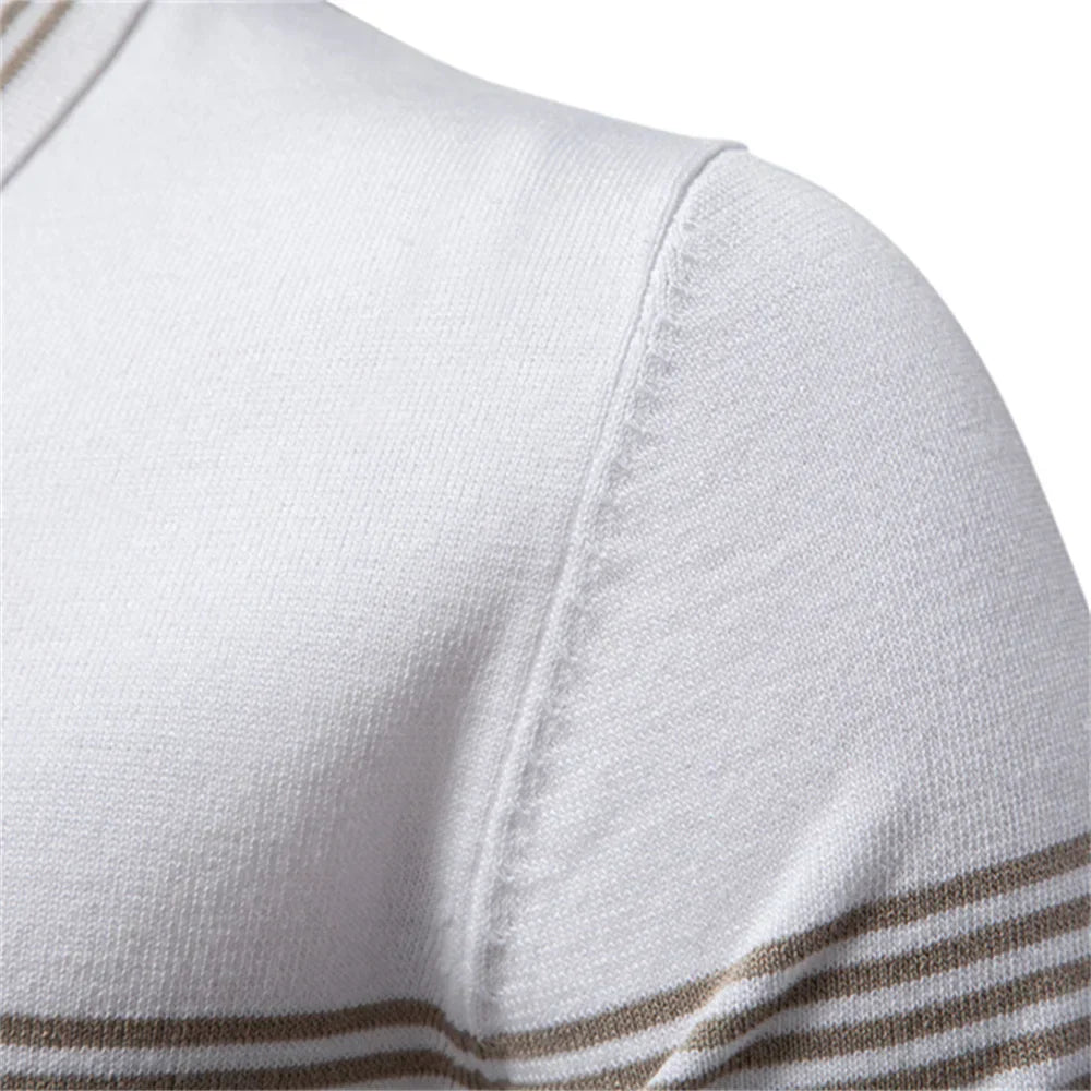 Clarke London Short-Sleeve Zip Polo Shirt Slim Fit With Stripes