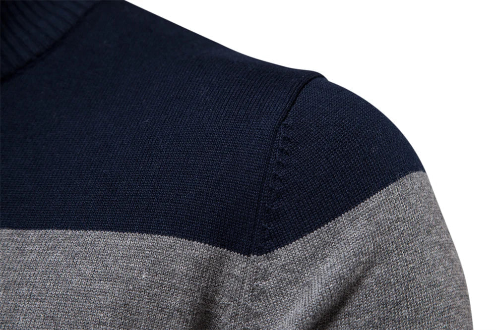 Men’s Quarter-Zip Sweater – Classic Knitted Sweater with Zipper Collar - Solorfit