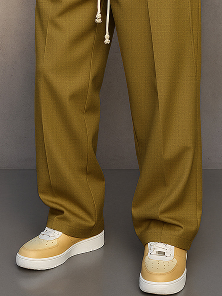 Men’s Drawstring Trousers Relaxed Fit Casual Straight Leg Pants