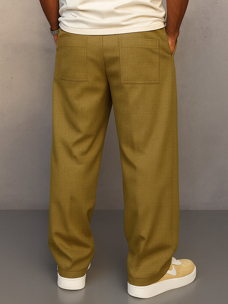 Men’s Drawstring Trousers Relaxed Fit Casual Straight Leg Pants