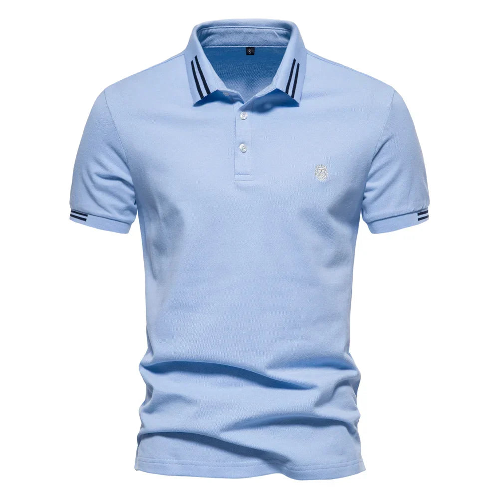 Men's Short-Sleeve Polo Shirt with Stripe Trim
