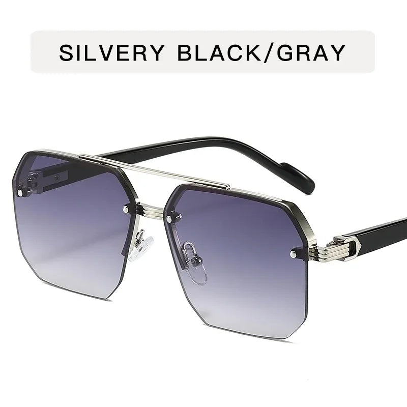 Geometric Rimless Sunglasses UV Protection Fashion Driving Eyewear