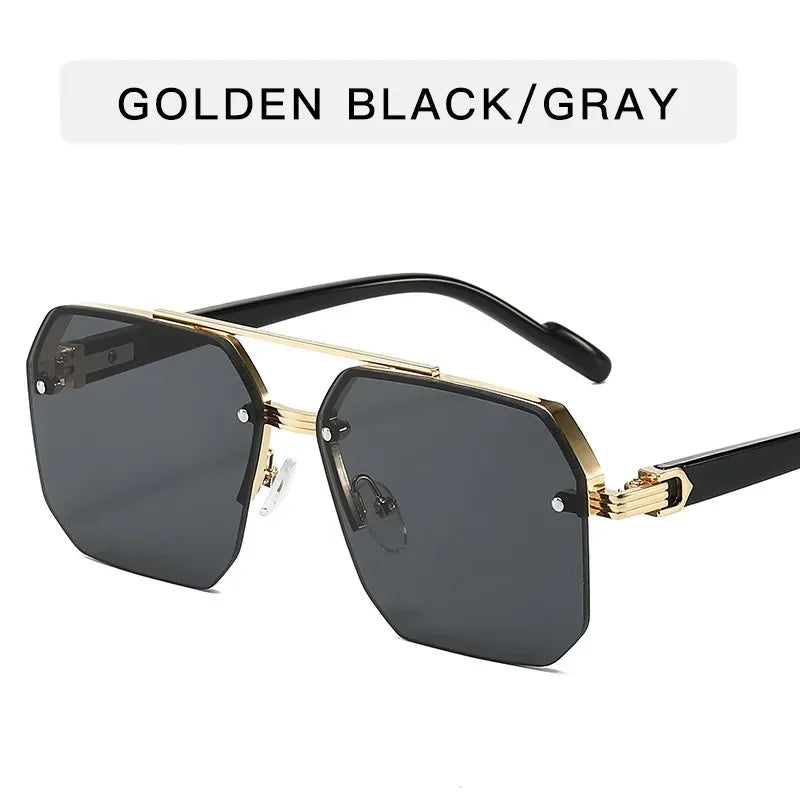 Geometric Rimless Sunglasses UV Protection Fashion Driving Eyewear