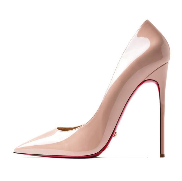 Leather High Heel Red Bottoms Stiletto Pumps Women's 8-12CM