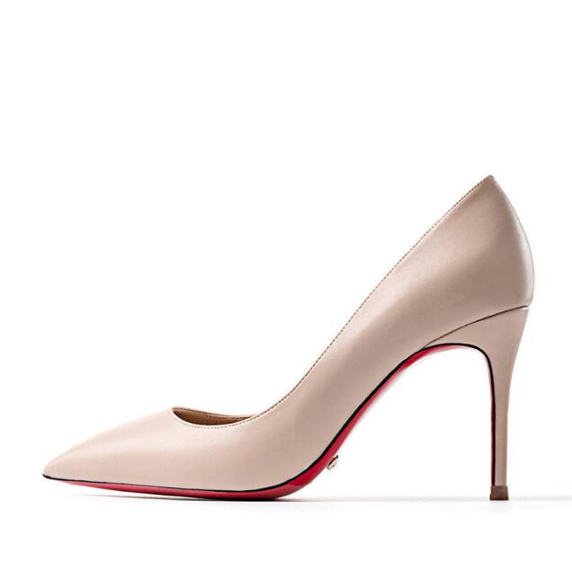 Leather High Heel Red Bottoms Stiletto Pumps Women's 8-12CM