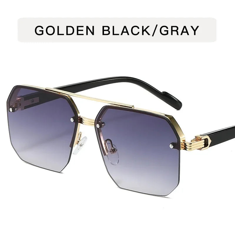 Geometric Rimless Sunglasses UV Protection Fashion Driving Eyewear
