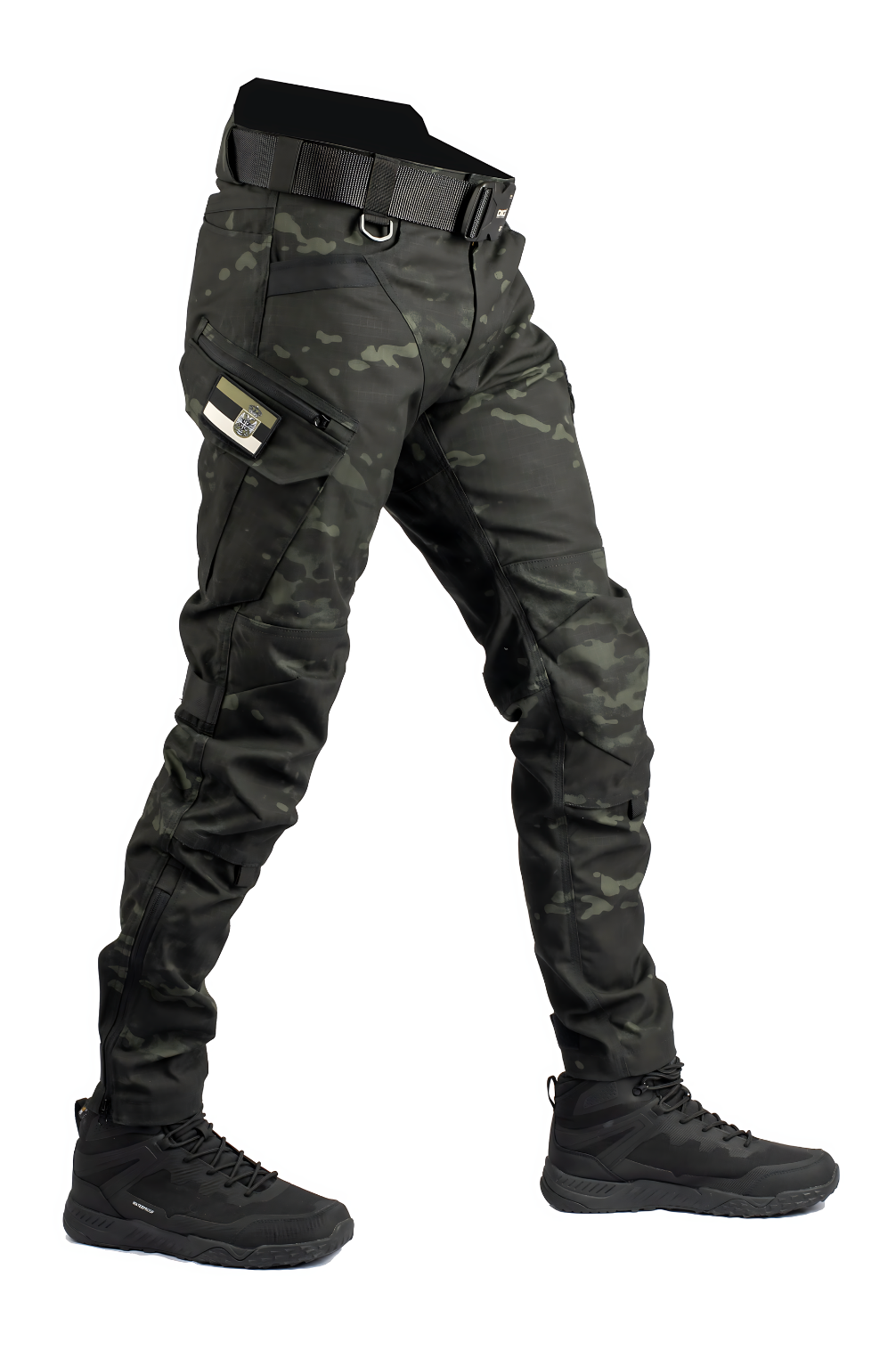 Men’s Tactical Cargo Pants Water Resistant Outdoor Hiking Combat Trousers Black