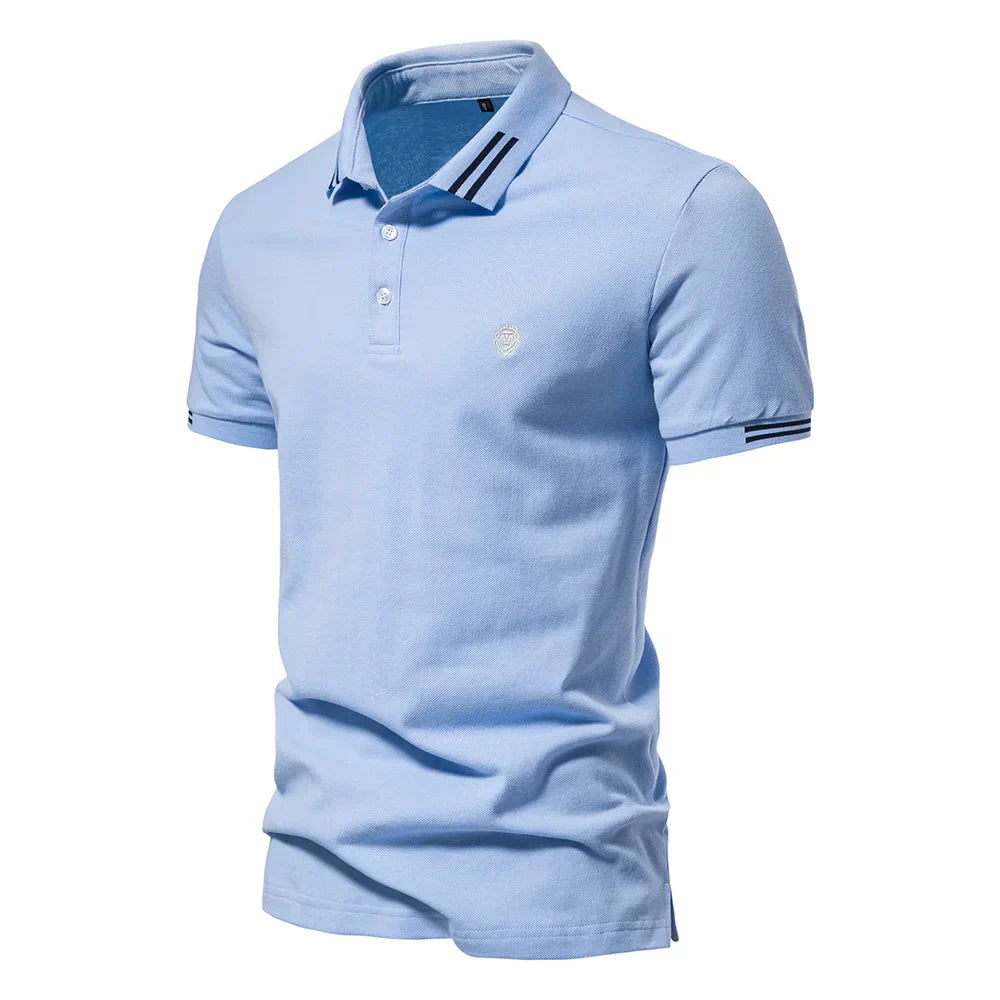Men's Short-Sleeve Polo Shirt with Stripe Trim