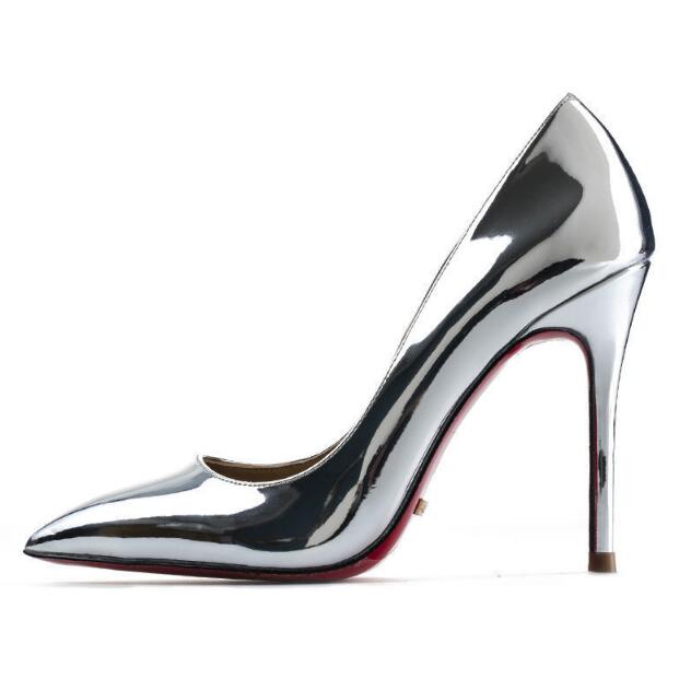 Leather High Heel Red Bottoms Stiletto Pumps Women's 8-12CM