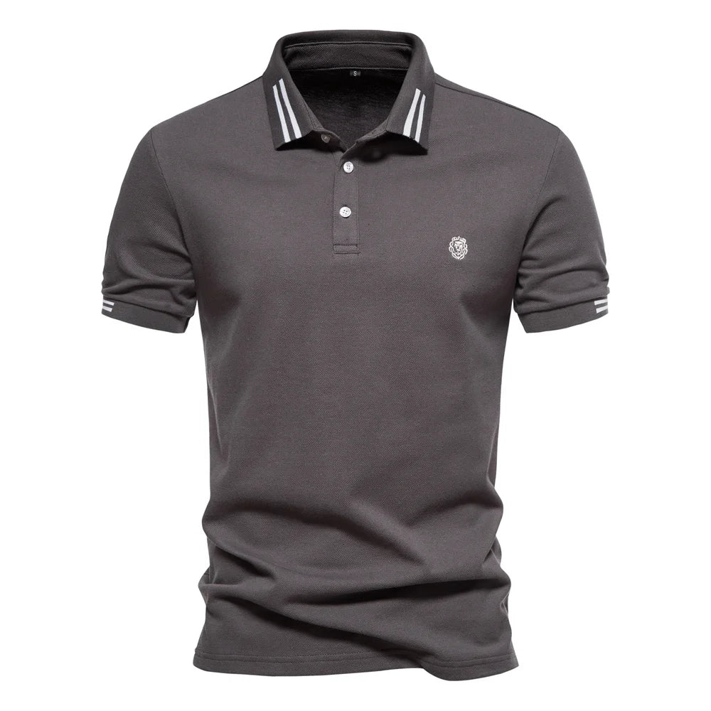 Men's Short-Sleeve Polo Shirt with Stripe Trim