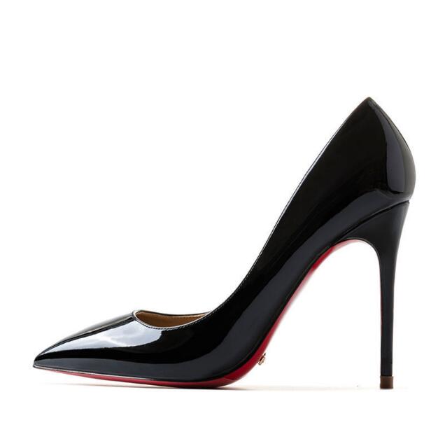 Leather High Heel Red Bottoms Stiletto Pumps Women's 8-12CM
