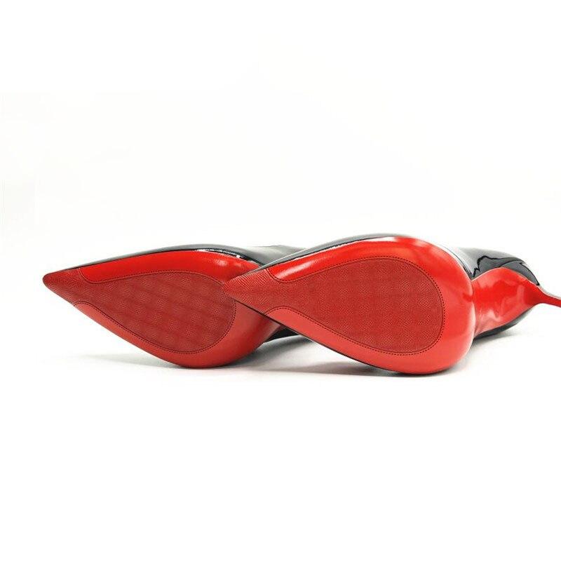 Leather High Heel Red Bottoms Stiletto Pumps Women's 8-12CM