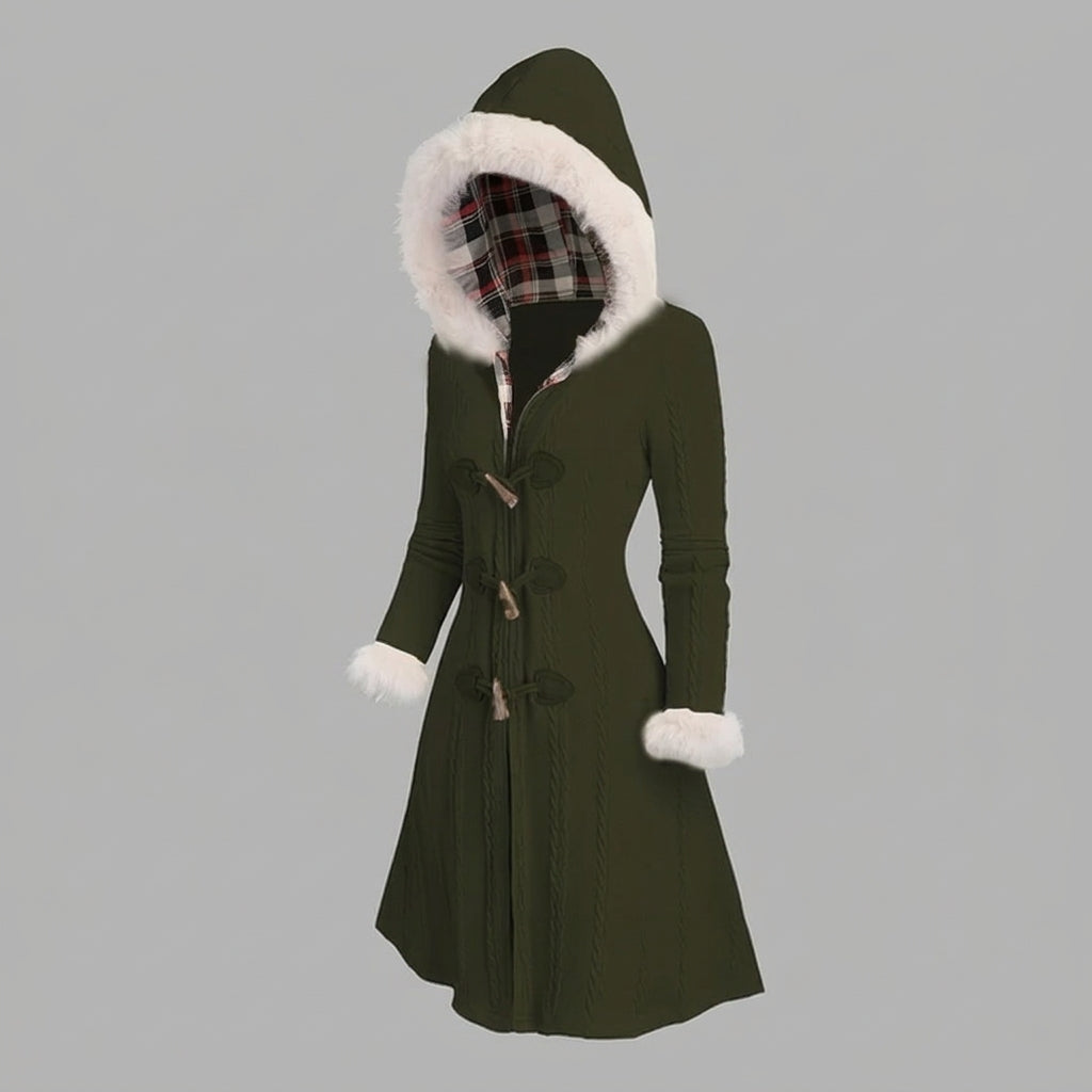 Women’s Hooded Coat Long Toggle Closure Casual Outerwear
