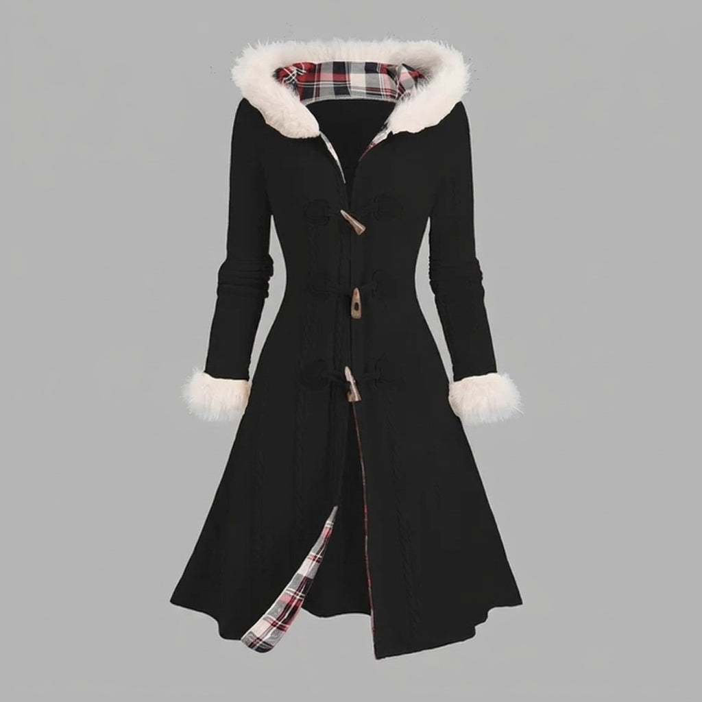Women’s Hooded Coat Long Toggle Closure Casual Outerwear