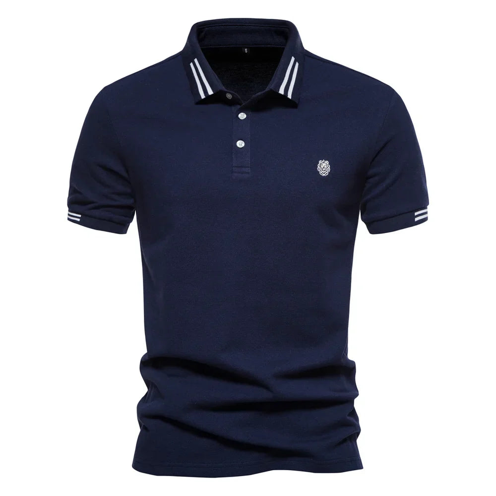 Men's Short-Sleeve Polo Shirt with Stripe Trim