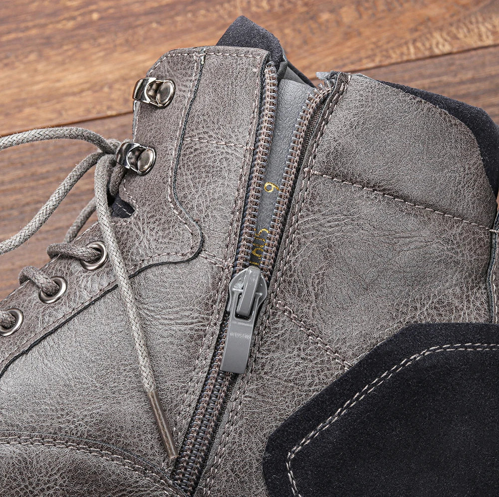 Men’s Leather Ankle Boots - Durable Slip-Resistant Sole - Casual Comfortable Fit - Solorfit