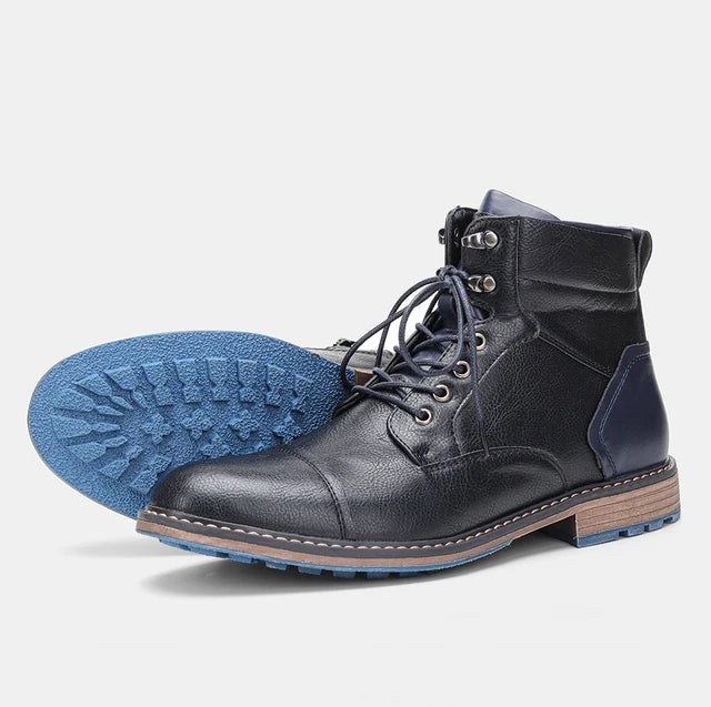 Men’s Leather Ankle Boots - Durable Slip-Resistant Sole - Casual Comfortable Fit - Solorfit