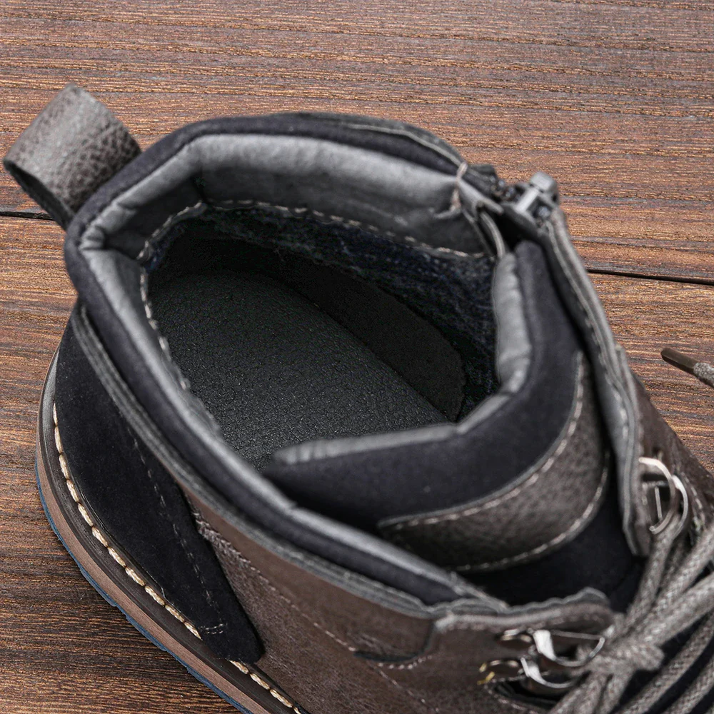 Men’s Leather Ankle Boots - Durable Slip-Resistant Sole - Casual Comfortable Fit - Solorfit