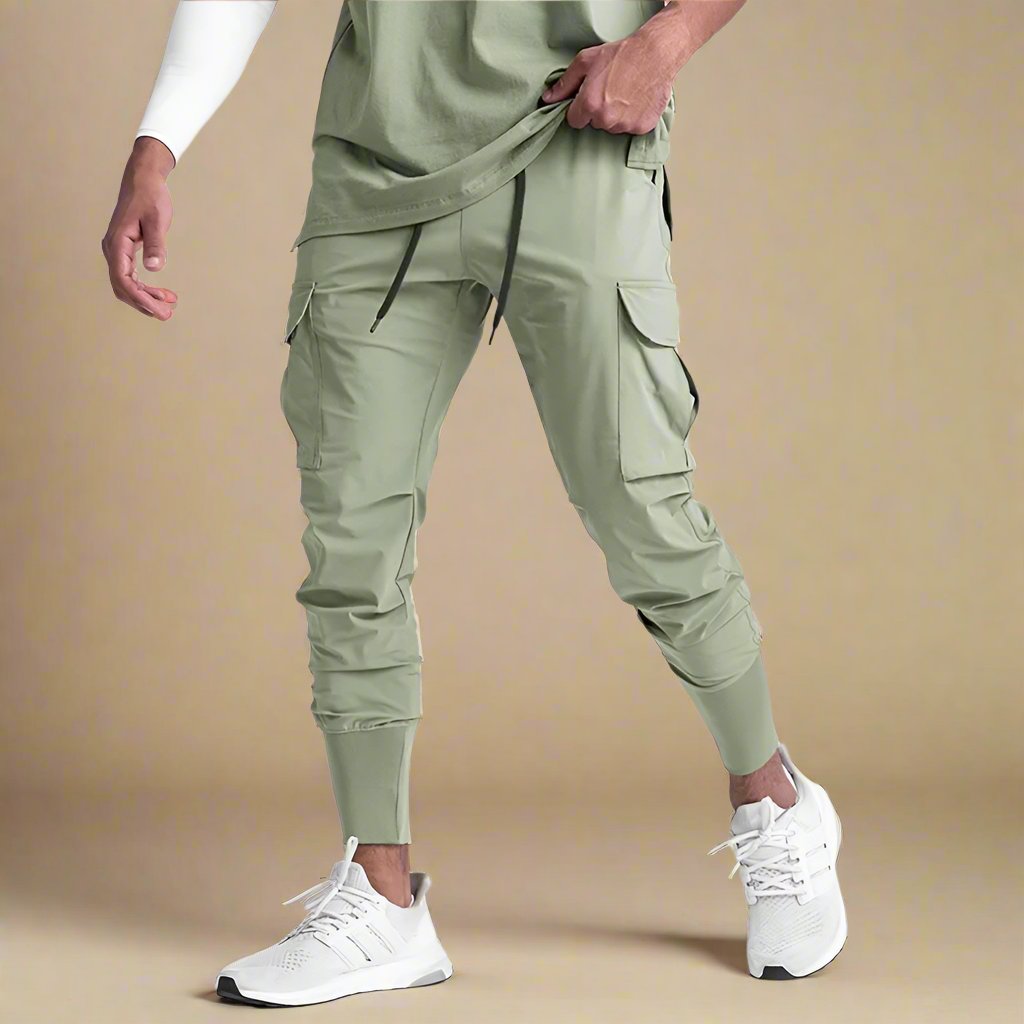 Men's Quick-Dry Cargo Joggers with Tapered Fit and Multiple Pockets - Solorfit