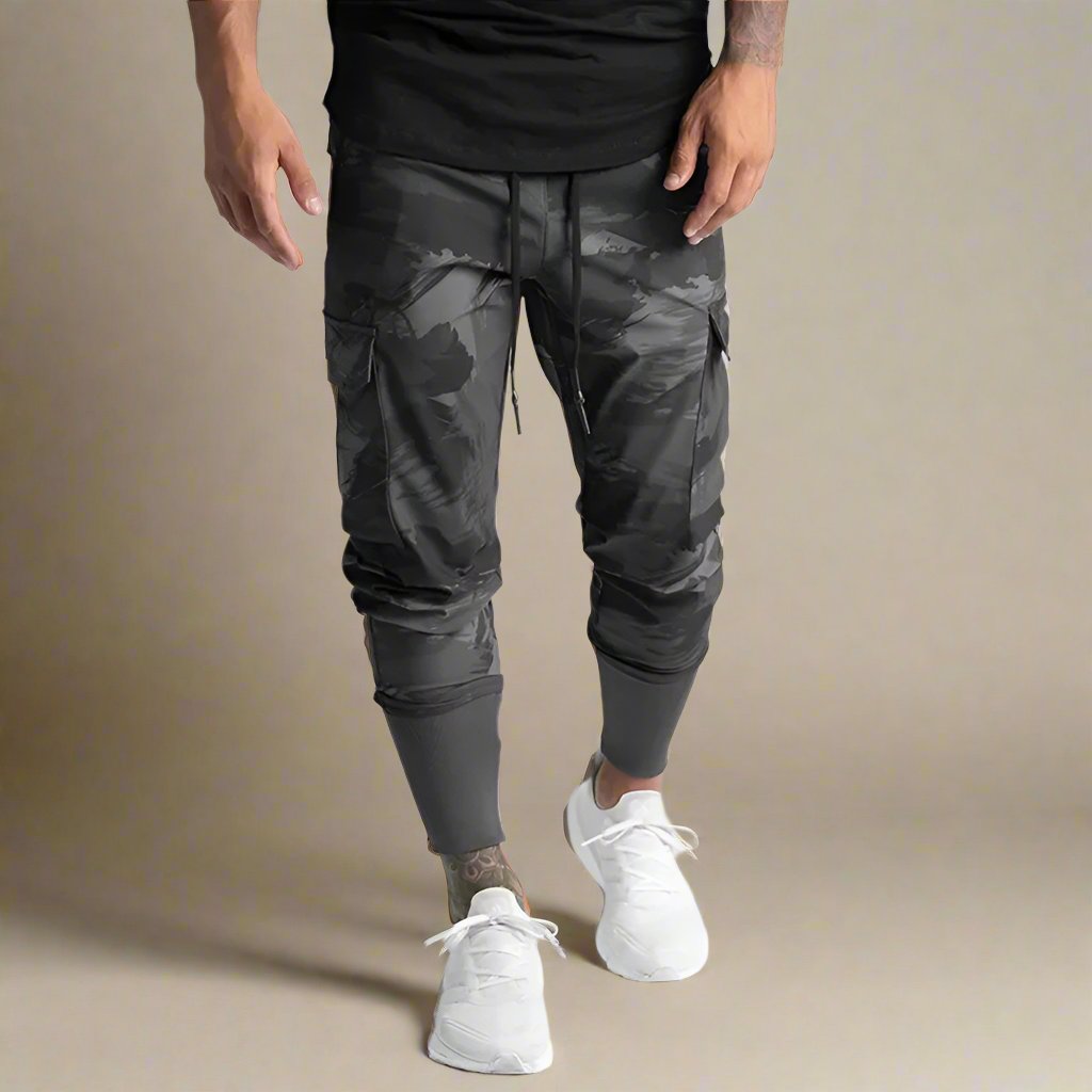 Men's Quick-Dry Cargo Joggers with Tapered Fit and Multiple Pockets - Solorfit
