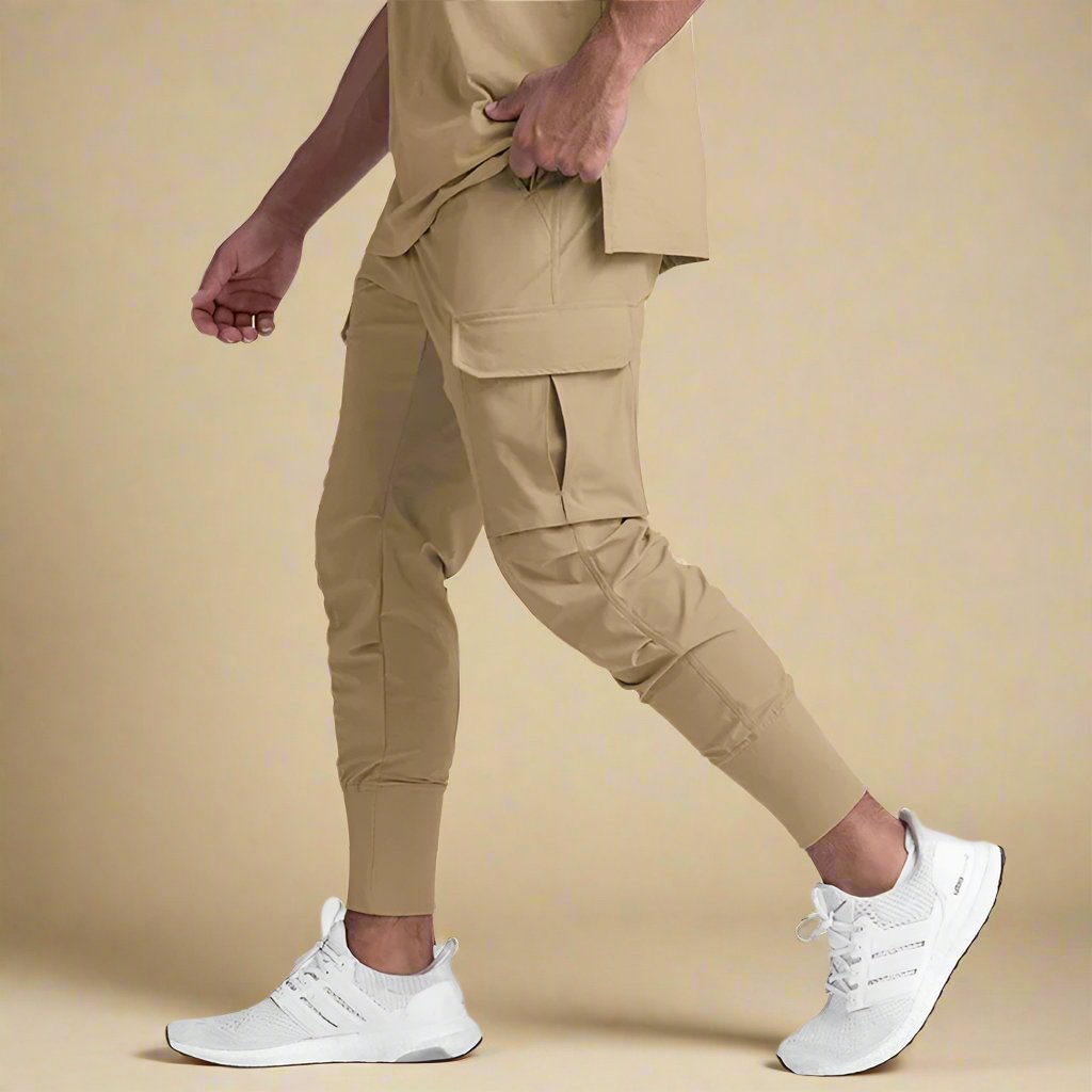 Men's Quick-Dry Cargo Joggers with Tapered Fit and Multiple Pockets - Solorfit