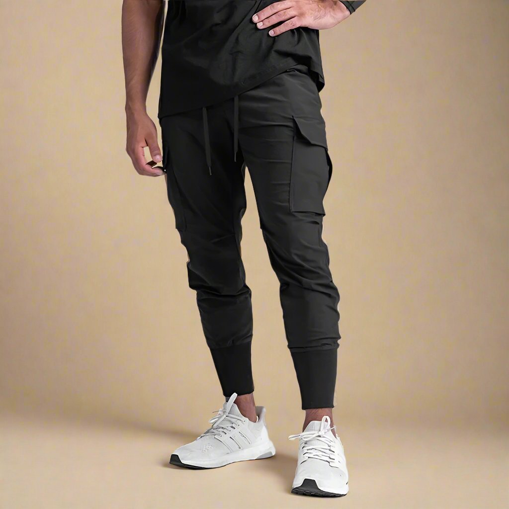 Men's Quick-Dry Cargo Joggers with Tapered Fit and Multiple Pockets - Solorfit