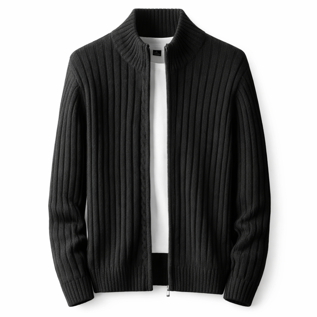 Men’s Zip Up Cardigan Sweater Casual Stand Collar Knit Jacket