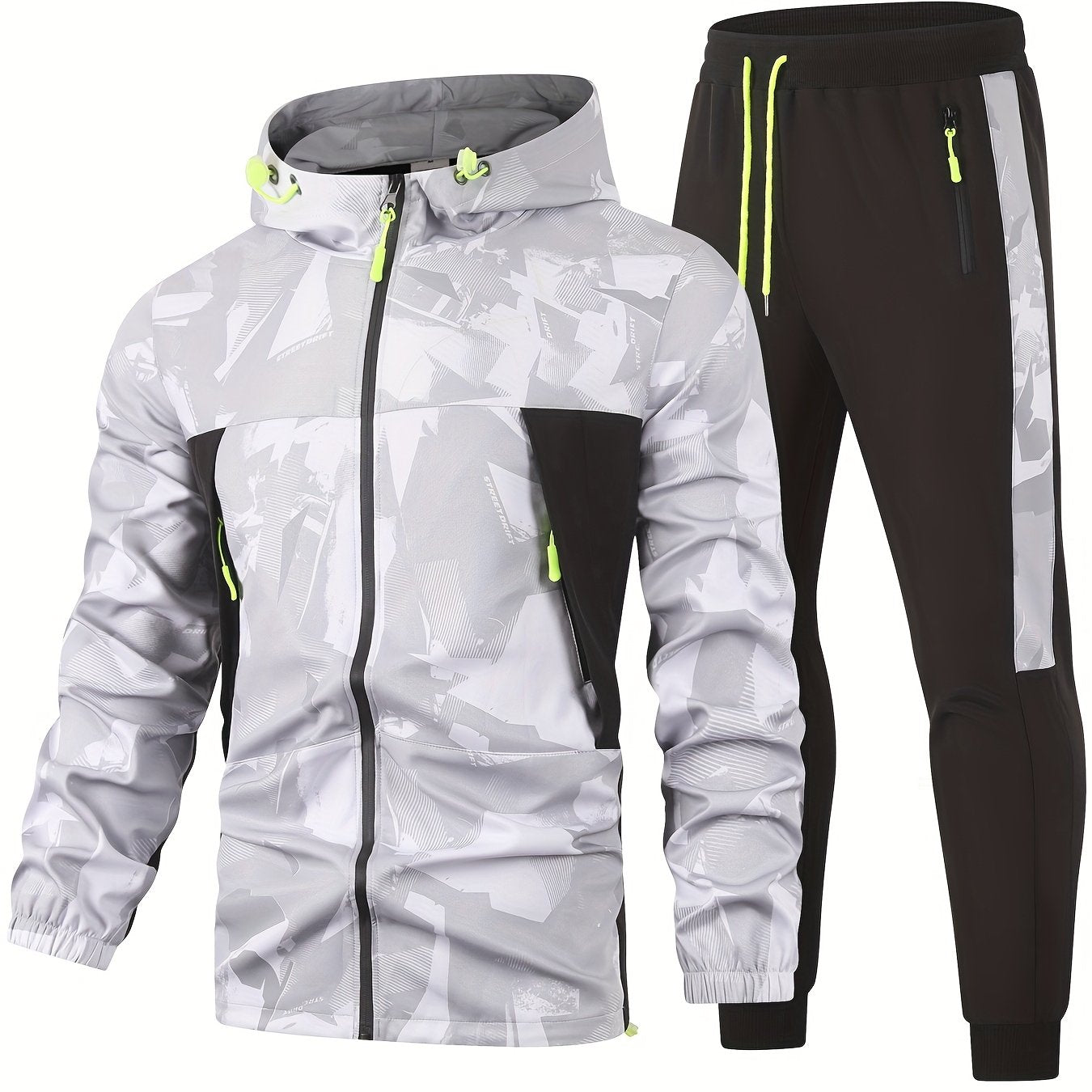 Men's 2 Piece Tracksuit Matching Set with Hooded Jacket and Joggers