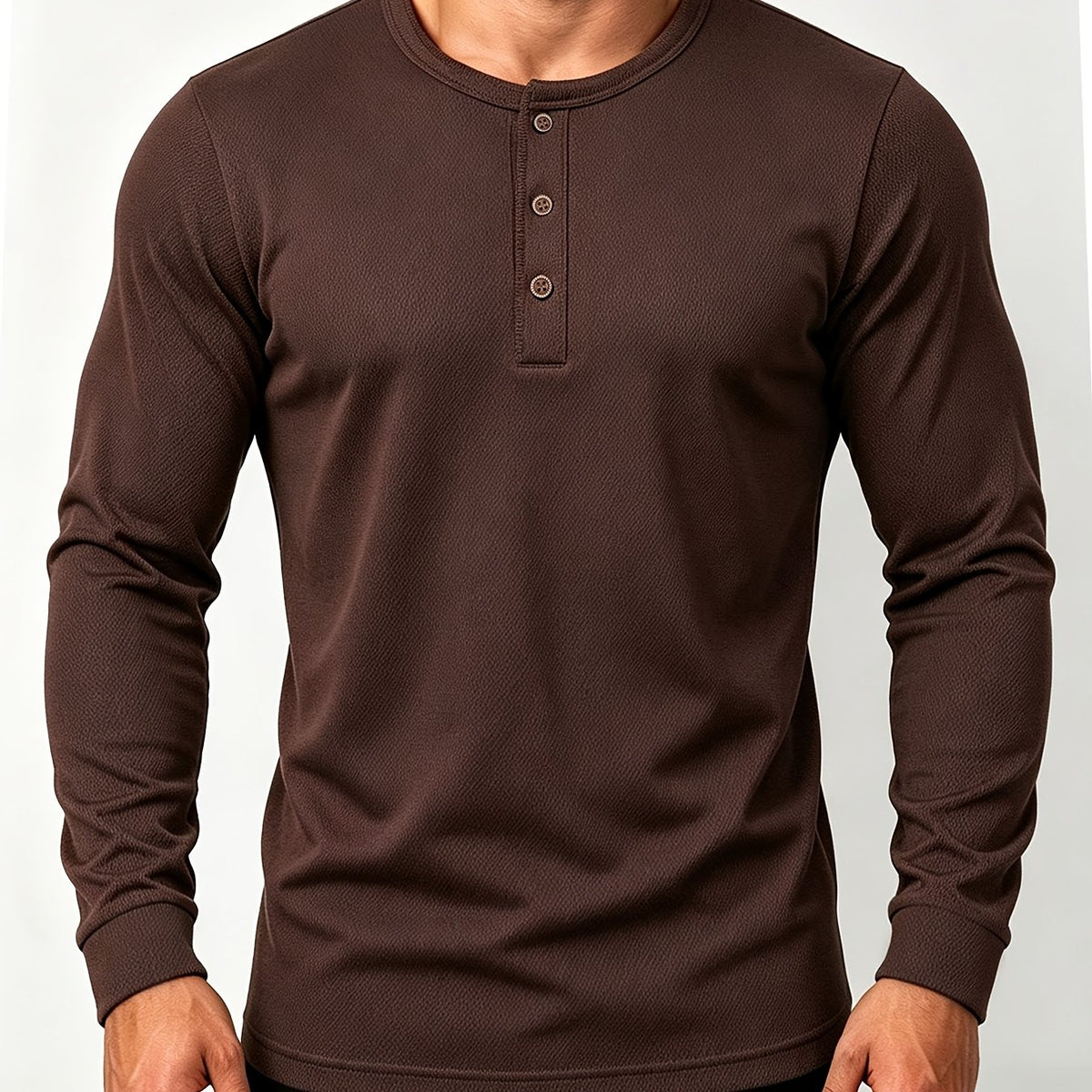 Men’s Henley Shirt Long Sleeve Casual Button Neck Everyday Wear