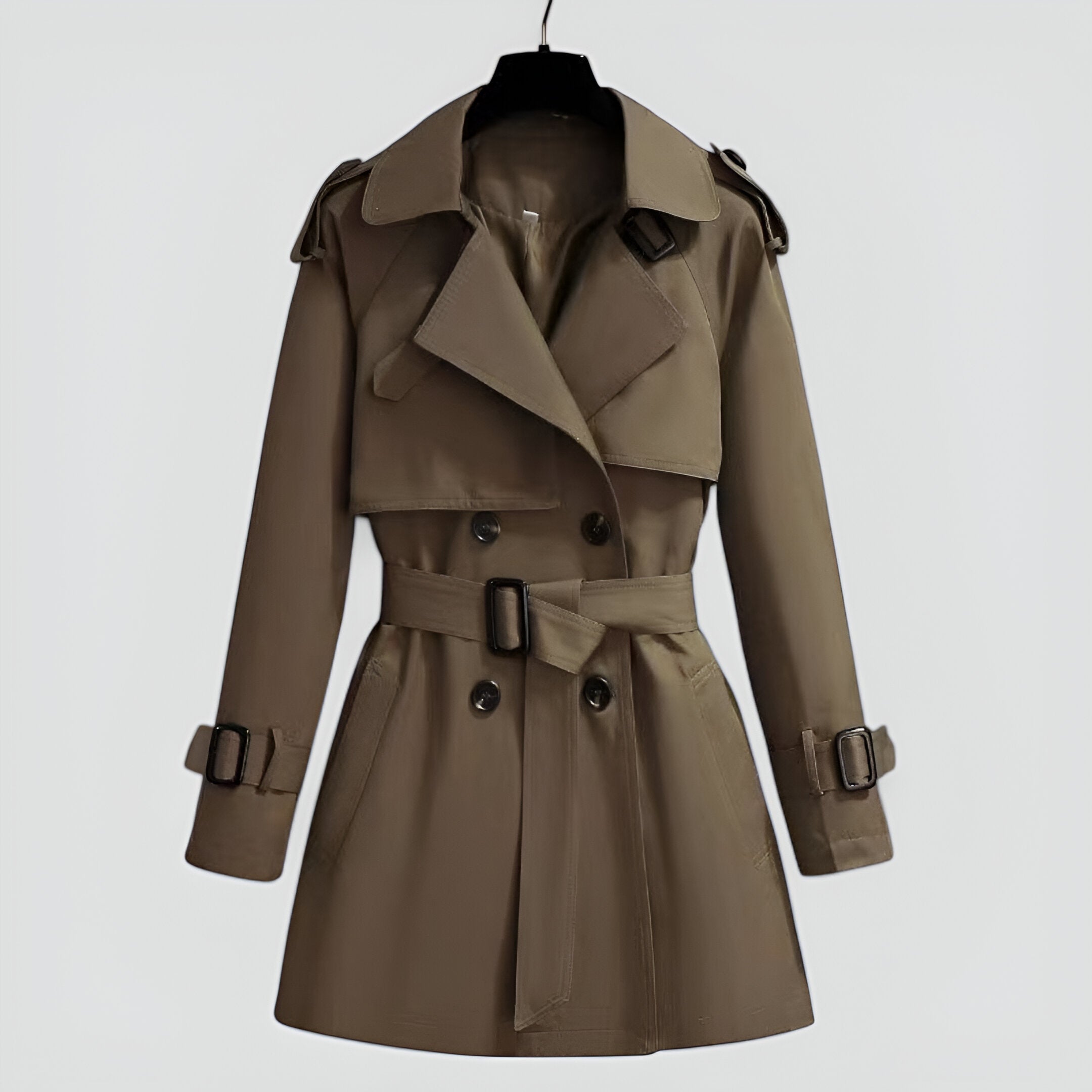 Women’s Trench Coat Double Breasted Long Coat Casual Outerwear