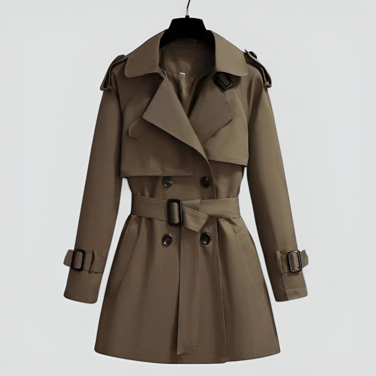 Women’s Trench Coat Double Breasted Long Coat Casual Outerwear