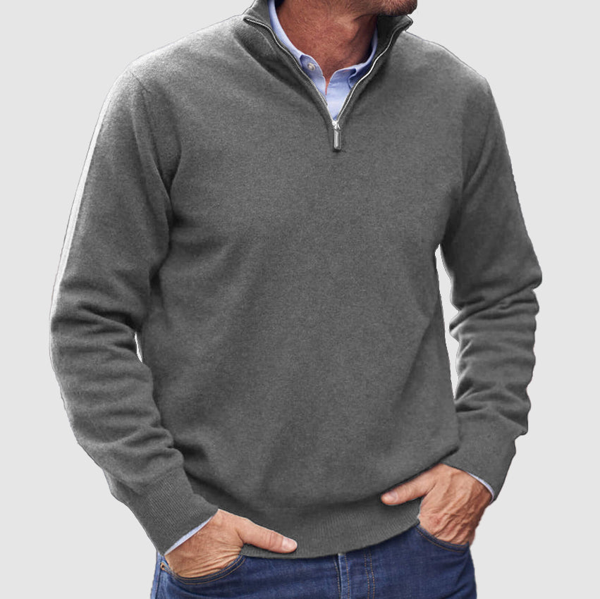 Men's Cashmere Zipper Basic Sweater - Solorfit