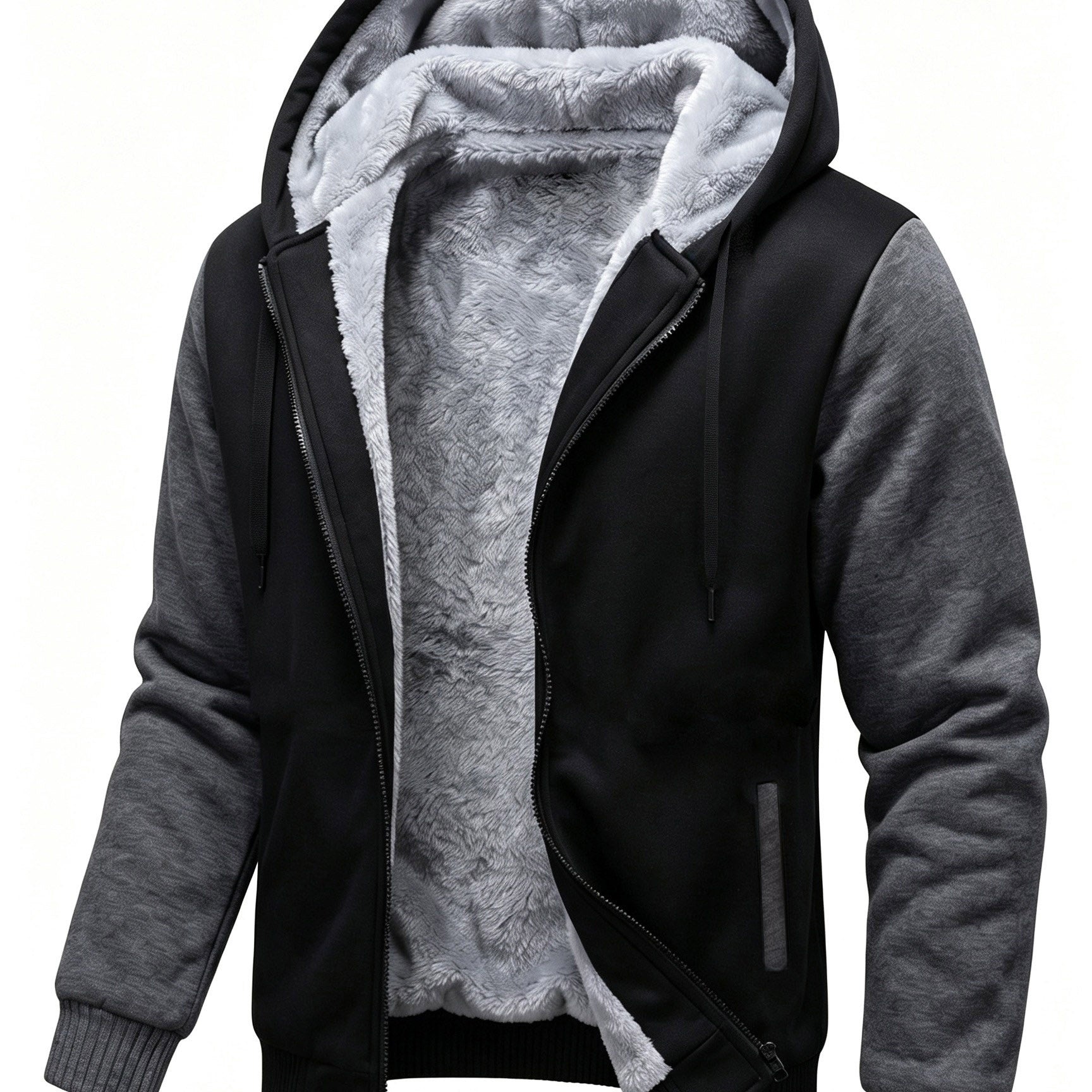 Men's Autumn Fleece Zip-Up Hoodie Cardigan with Warm Lined Design